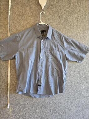 Mens Cotton Reel Blue Short-sleeved Button Down Sz L